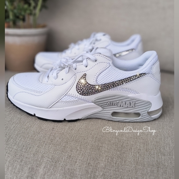 Nike Air Max Excee Womens White Sneakers Shoes Made with Swarovski Crystals - Picture 3 of 8